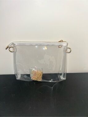 Clear PVC Crossbody Bag with Gold Accents